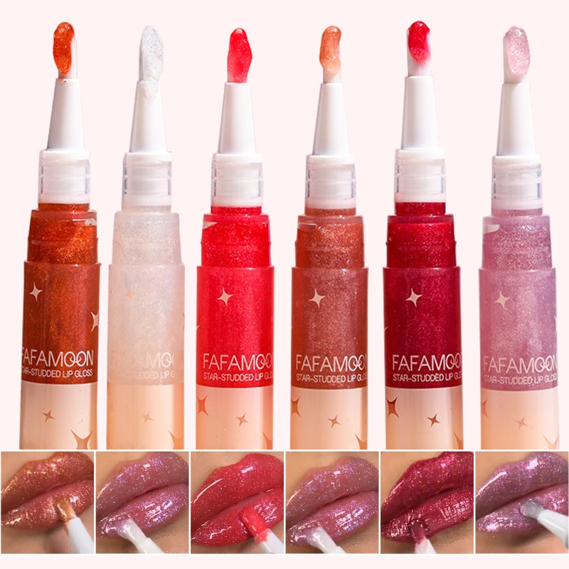 Fafamoon Pearlescent Lip Gloss Rotating Pen Easy Coloring Soft Brush Flash Lip Honey Doodle Lip Pearlescent Lip Glaze Explosions - Image 4